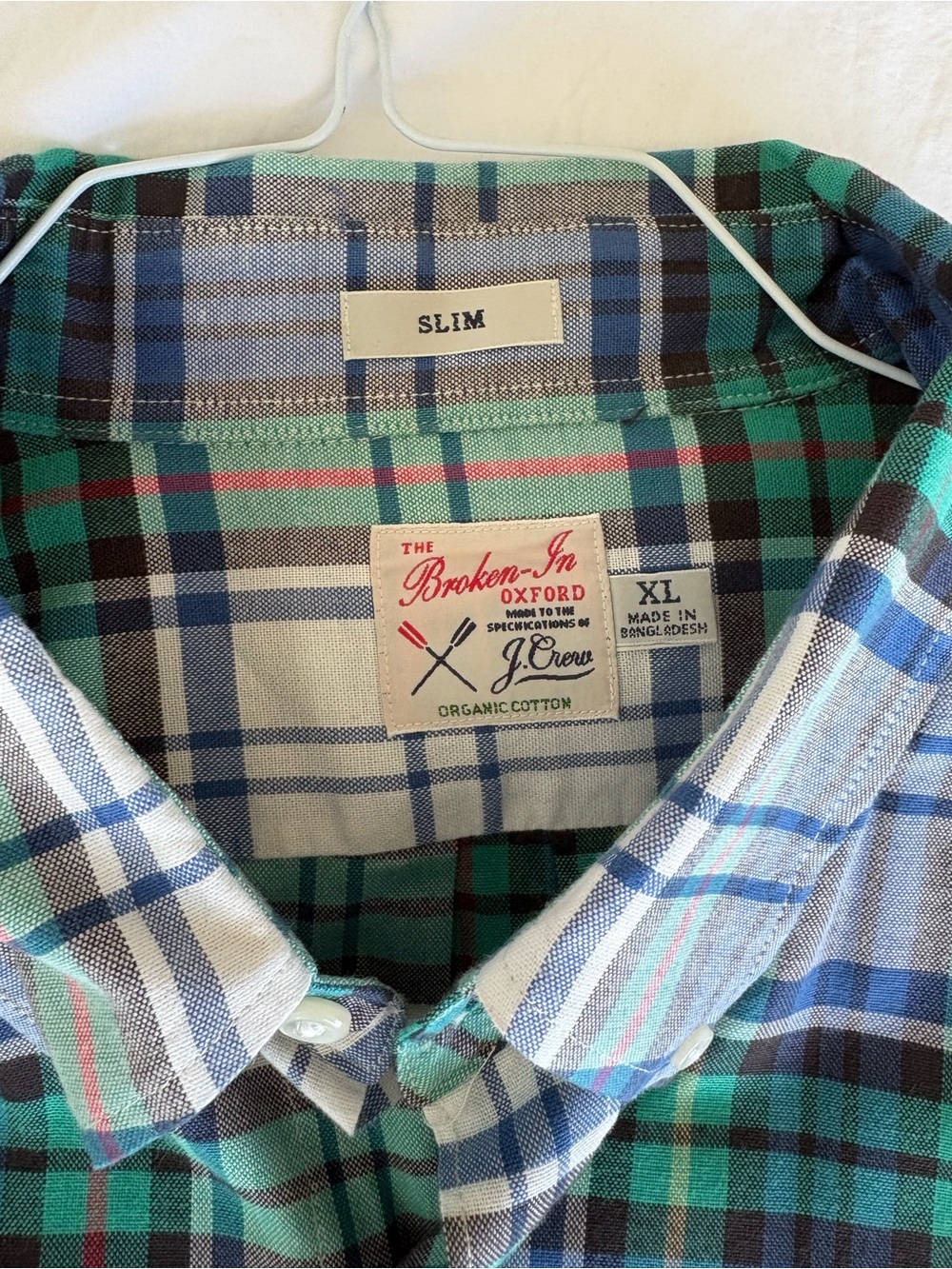 J.Crew Men's Broken-In Organic Cotton Oxford Shirt Plaid Size XL - Like New - Picture 3 of 10